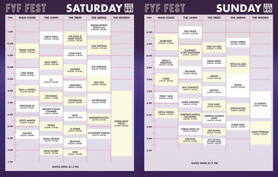 FYF Fest schedule